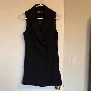 Zara Elegant Black Double-Breasted Mini Dress